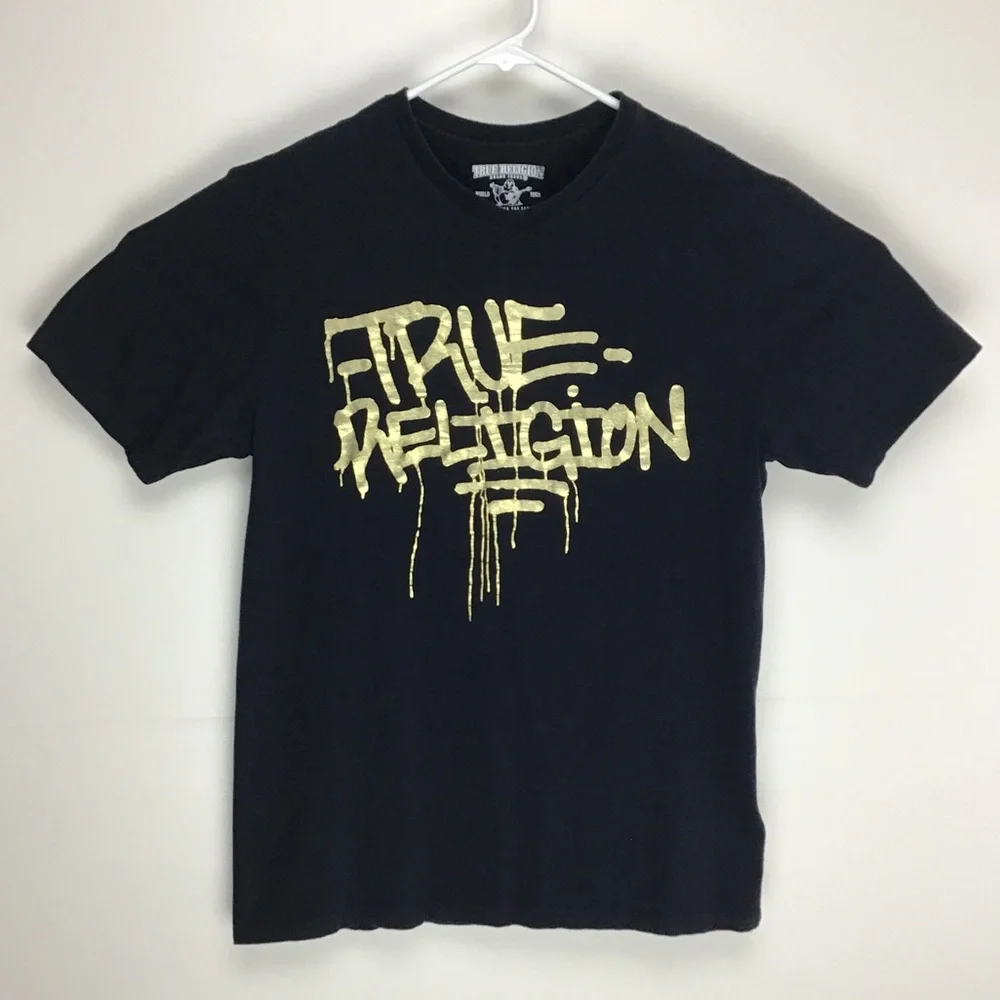 True Religion mens short sleeve spellout tee shirt medium